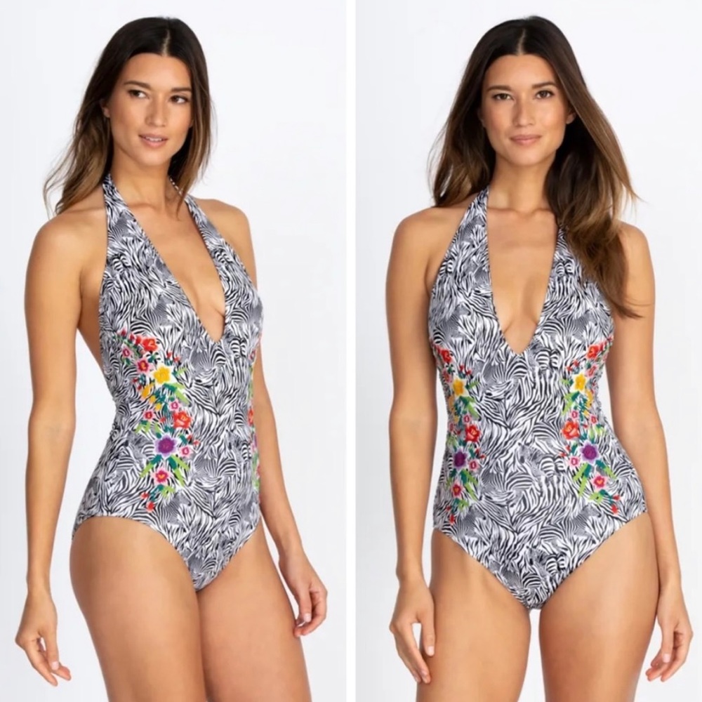 NWT Johnny Was Spring Halter One Piece Swim Suit, M